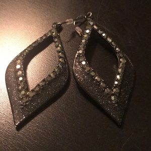Black Earrings with black rhinestones